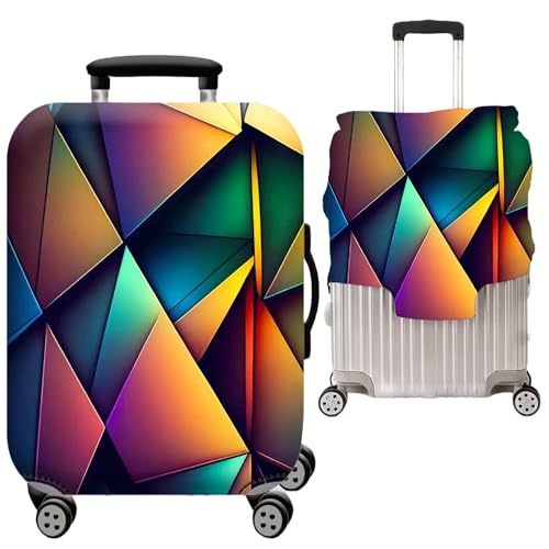 Handcuffs Luggage Cover Trolley Travel Covers, Washable Dust Proof Anti-Scratch Suitcase Protector (Multicolour-Geomatric-1, S (18"-22"))