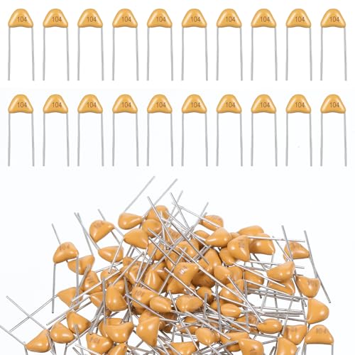 100PCS 0.1uF 104 100nF Ceramic Capacitors, Multilayer Monolithic Ceramic Capacitor Ceramics Disc Capacitors (5.08mm)