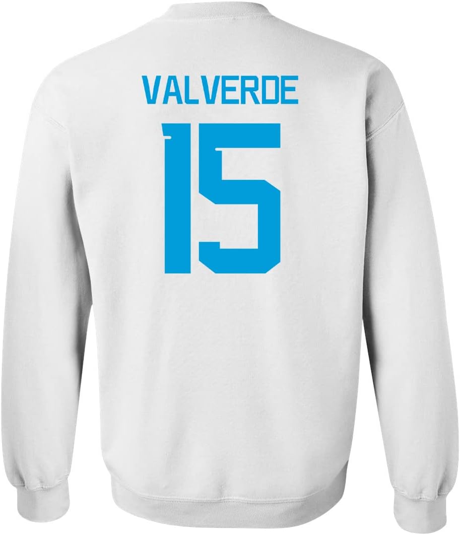 FLAURA Uruguay Soccer #15 Valverde World Football Fans Adult Crewneck Sweater