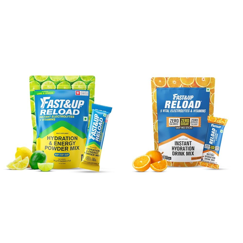 Fast&Up Reload Electrolytes Powder Sachets | Zero Added Sugar Hydration Drink with 5 Essential Electrolytes Vitamin C & B12 | Summer Heat, Workout Recovery, Travel & Wellness | Lime Lemon, Pack of 15-picture-26