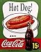 Desperate Enterprises Coca-Cola Hot Dog Tin Sign, 12.5" W x 16" H