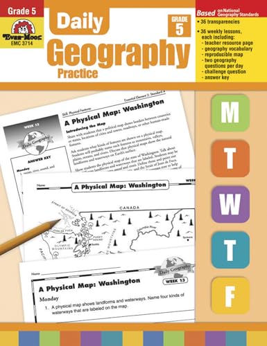 Geografía diaria Evan-Moor EMC3714 para aprender mapas sin memorizar en grado 5
