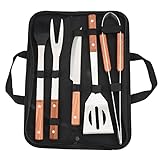 Barbecue Accessories Set 5 pcs BBQ Tools Gift Set,Grilling Accessories Kit in Portable Carrying Bag for Camping, Backyard Black (MBKJ05)