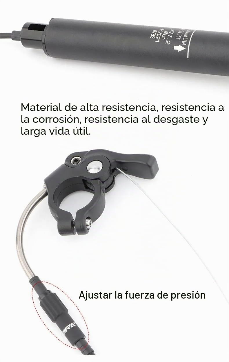 Tija Telescópica para Sillín 27,2/28,6/30,0/30,4/30,8/31,6/33,9mm, Viaje: 80mm Tubo de Sillín Hidráulico Control de Cable para Carretera, Bicicleta BMX