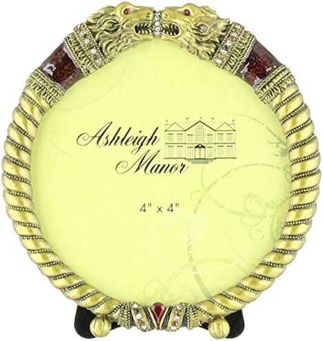 Ashleigh Manor 3 by 3-Inch Lion Heads Frame, Gold