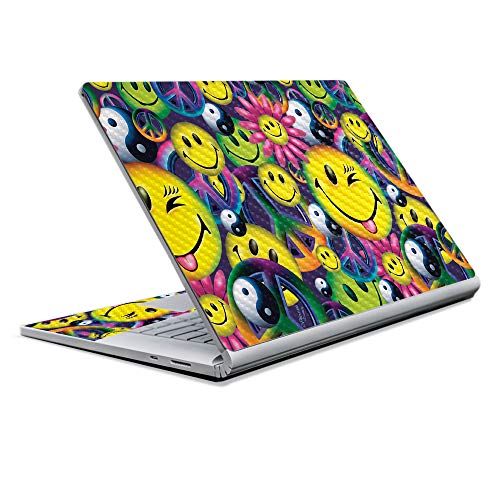 Image of MightySkins Carbon Fiber Skin for Microsoft Surface Book 2 13 inch (2017) - Peace Smile,Protective, Durable Textured Carbon Fiber Finish,Easy to Apply, Remove, and Change Styles,