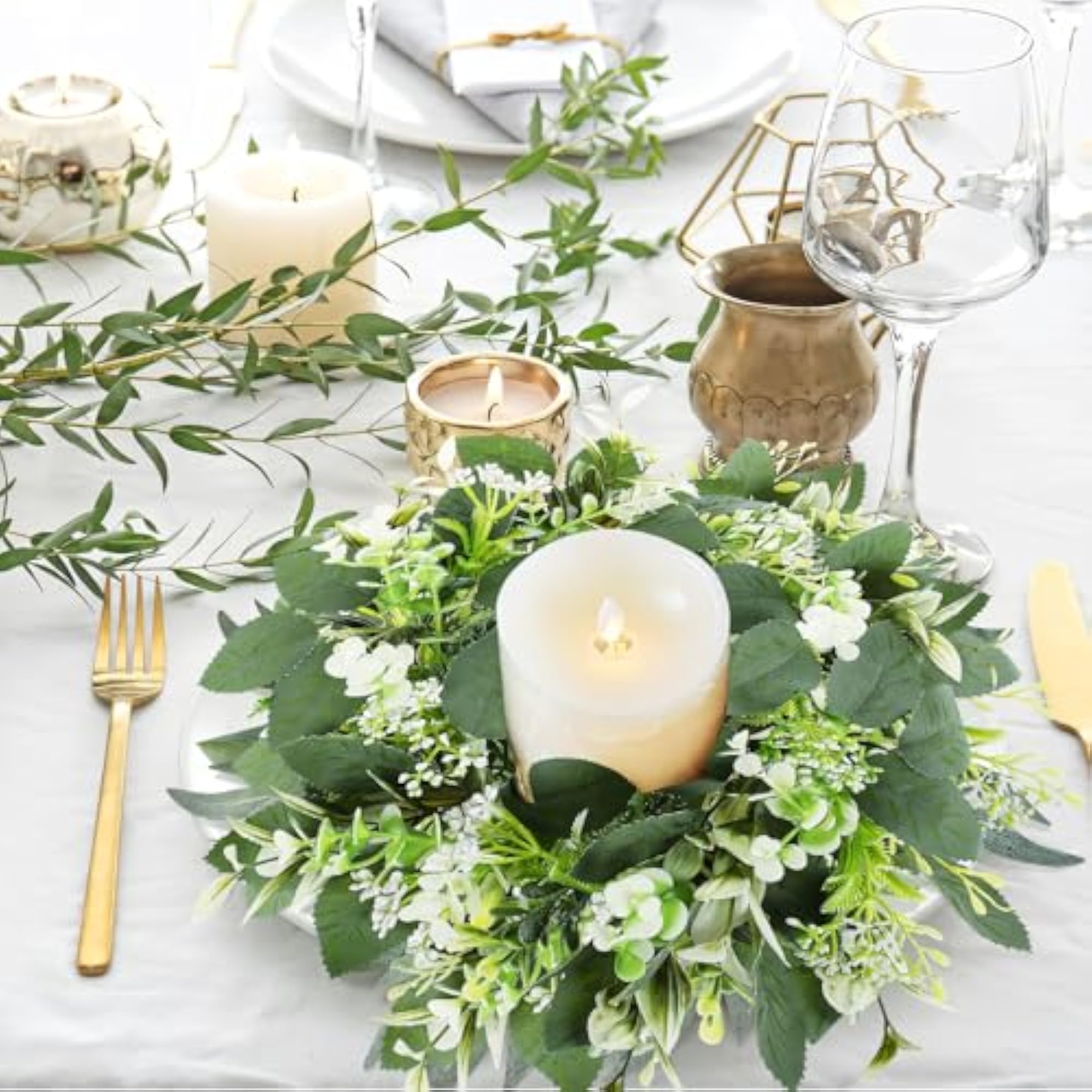 8 Pack Eucalyptus Candle Rings, Artificial Greenery
