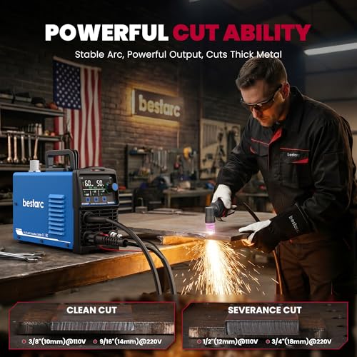 Image of Bestarc Pilot Arc Plasma Cutter, [Large LED Display][Air Sensor] 50A Plasma Cutter Machine 110 /220V Dual Voltage, 1 /2'' Clean Cut 3 /4 Inch Max Cut, Post Flow Mesh, 2T /4T for Beginners DIY