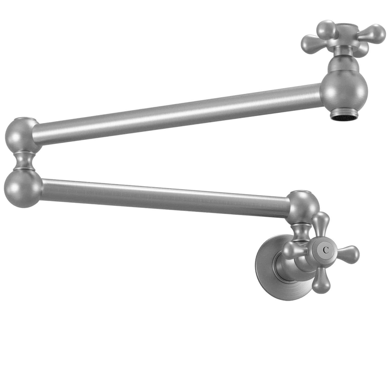 KAITAIHD Single-Hole Installation Kitchen Tap with Dual-Jointed Swing Arm, Foldable and Extendable, Brushed Nickel Finish