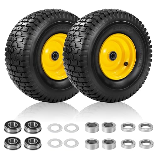 2 PCS 15x6.00-6nhs Lawn Mower Front Tire, 4 Ply Tubeless