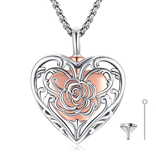 Eusense Cremation Jewelry for Ashes Urn Necklace to Put Ashes In 925 Sterling Silver Memorial Pendant Heart Urn Necklaces for Ashes Necklace for Women Men