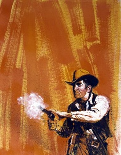 Amazon.com: Posterazzi Painting of cowboy shooting Angry Gunfire