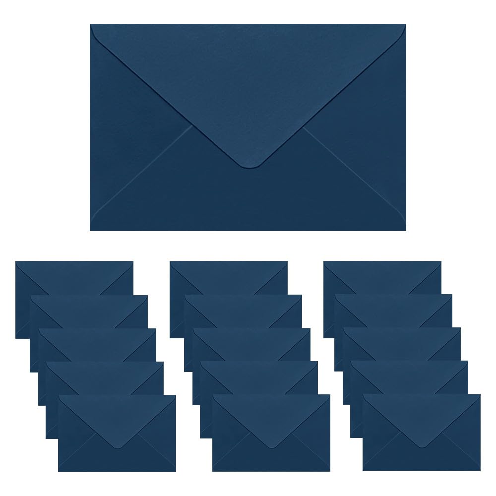 WYAN 16 Pieces Mini Envelopes, Gift Envelopes, 16x10,5cm, Business Premium Envelope, Classic Flap Envelope, for Gift,Greeting Cards,Wedding,Business,Invitation (Card and Glue not Included,Dark Blue)