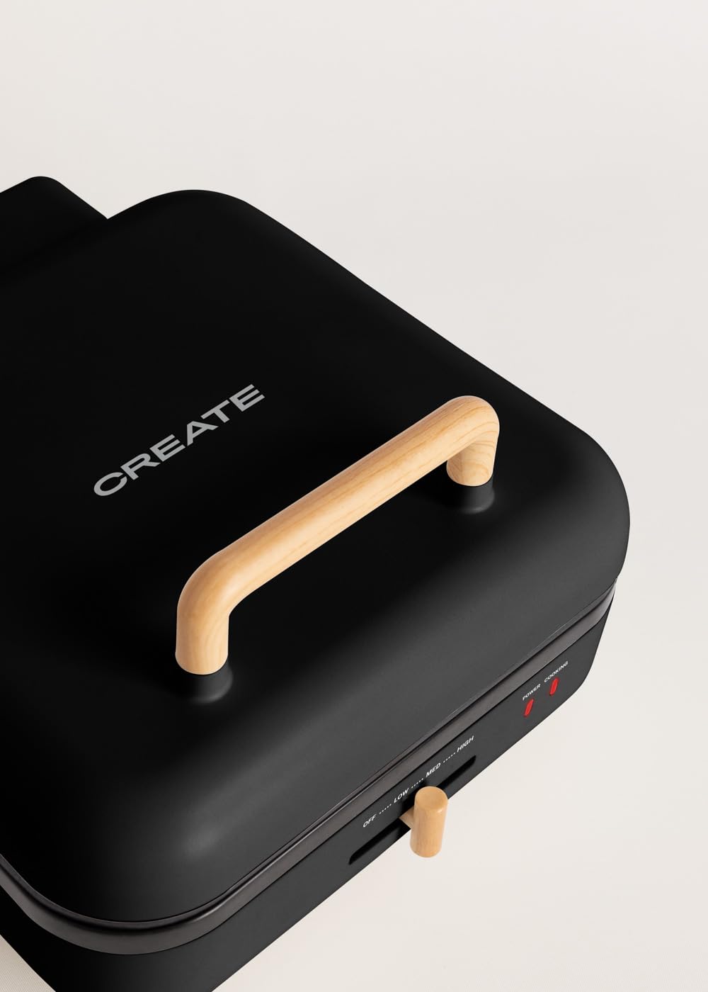 CREATE/STONE STUDIO PRO/Grill multifunzione con apertura 180º nero/Controllo temperatura, rivestimento antiaderente, vaschetta raccogligocce, manico a tocco freddo, 1400W