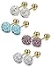 LOYALLOOK 4 Pairs Stainless Steel Tragus Earrings Crystal Cartilage Earring Set for Men Women Gold Tone 7MM
