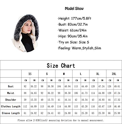 Obosoyo Women's Hooded Thickened Long Down Jacket Maxi Down Parka Puffer Coat (White, 2XL)