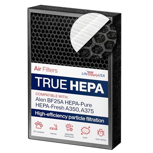BF25A 2-in-1 HEPA + Carbon Filter for BF25A-Fresh Compatible with Alen A350 & A375 Air Purifiers by LifeSupplyUSA