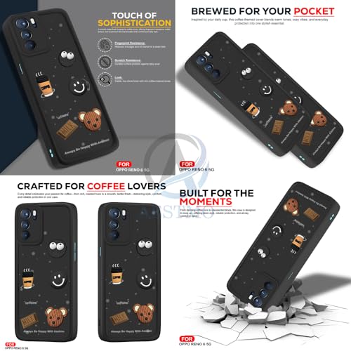 Image of AESTMO Back Case Cover for Oppo Reno 6 5G Cover | Cute Fun Cartoon 3D Ball | Coffee Silicone Case | Full Body Protection | Camera Protection Back Cover for Oppo Reno 6 5G (Black)