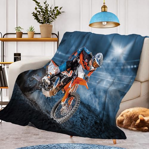 Manta De Franela Con Diseño De Motocicleta, Cálida Y Mullida, Para Niños, Motocross, Manta De Microfibra, Para Decoración De Habitaciones Moto B, 130 X 150 Cm