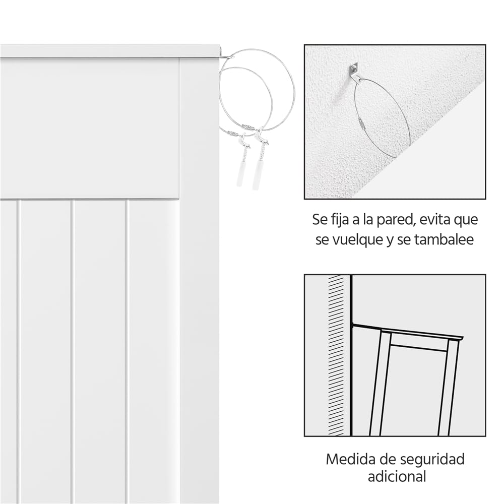 Yaheetech Mueble Almacenamiento de Baño Auxiliar Madera Blanco 81×30×81,5cm | Armario con Cajones y Estantes Ajustables Armario de Baño para Sala de Estar MDF