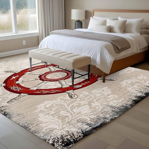 Tapete decorativo 8x10 pies rojo antideslizante lavable miniatura 5