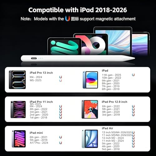 아이패드 2026-2018용 스타일러스 펜, 13분 고속 충전, 기울기 감도 — 사진 2