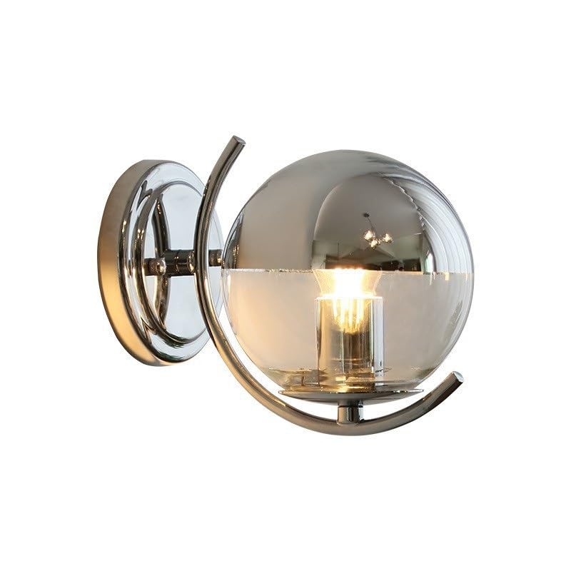 Luminaire mural design minimaliste avec finition argent et verre circulaire
