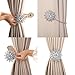 SUQ I OME Classic Luxury Big Crystal Magnetic Curtain Tieback and Holdback Flower Curtain Clips Buckle Curtain Holder Curtain Holdbacks(Silver,1Piece)