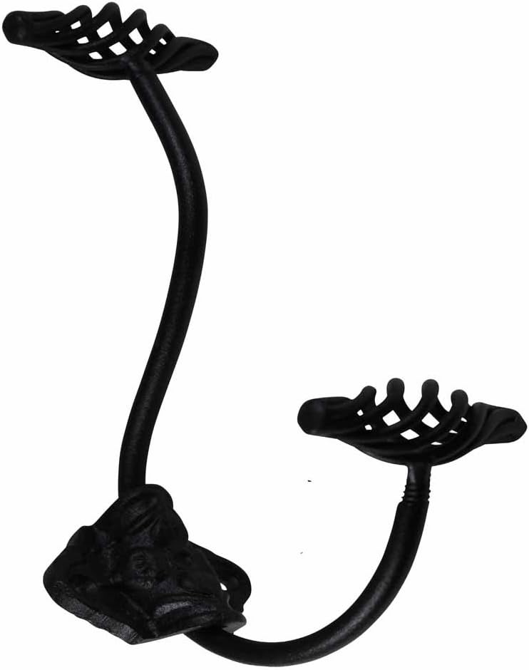 Renovators Supply Manufacturing Birdcage Double Wall Hook, Wrought Iron Black Powder Coat, Coat Hat Hanger, Standard