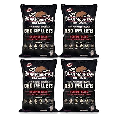 Bear Mountain FK99 Premium All Natural Low Moisture Hardwood Smoky Gourmet Blend BBQ Smoker Pellets for Outdoor Grilling, 20 Pound Bag (4 Pack)