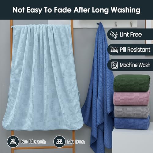 Image of JML Microfiber Bath Towels, Large Bathroom Towel for Adult, Pack of 2, 30 inch x 60 inch, Soft, Super Absorbent and Fast Drying, Use for Hair Wrap, Sport, Fitness, Yoga, Diamond Cross Grid Olive-Green