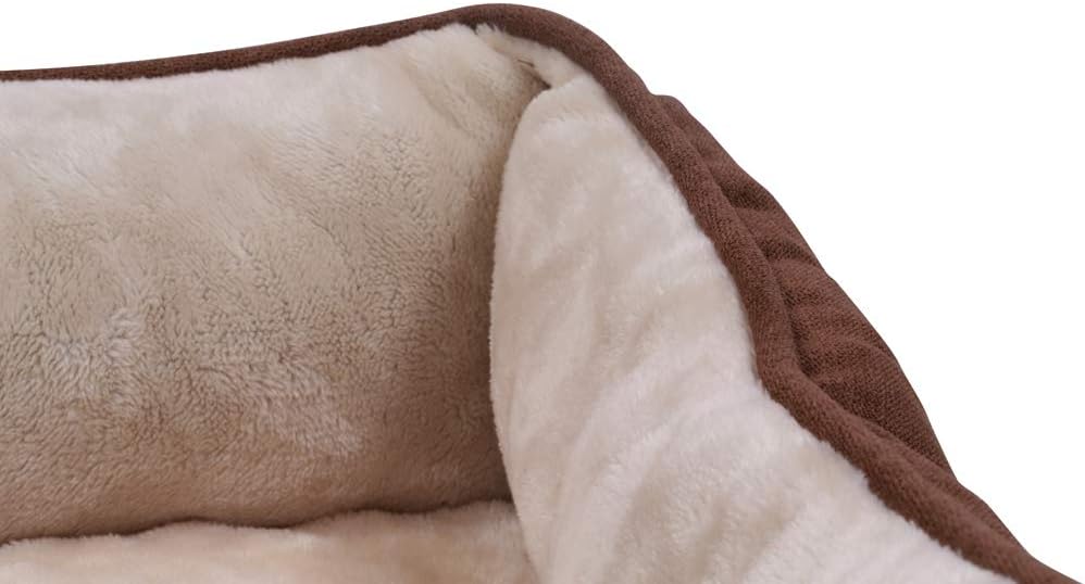 review long rich rectangle bolster Pet Bed, Dog bed medium size Brown color