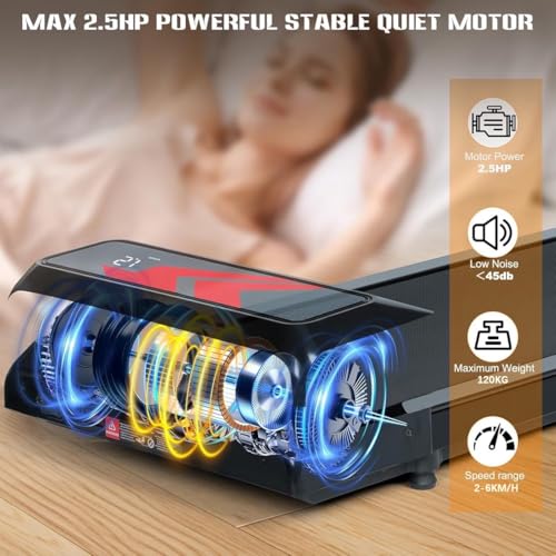 AiQInu 5% Inclinación Cinta De Correr, 2.5 HP Cinta De Andar, con Mando A Distancia, Pantalla Led y Funcionalidad De Aplicación Bluetooth, Walking Pad para Casa Uso DoméStico Y En La Oficina, 2-6 Km - imagen 3