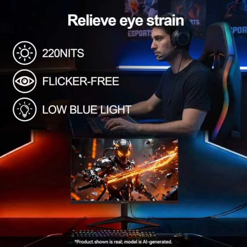 Image of 23.8 Inch Curved Gaming Monitor, 180Hz,1ms FHD1080P, 3000R, 100% sRGB, Support Freesync, Frameless,4000:1 Contrast Eye Care, HDMI DP Ports, VESA Mountable(G25F180)