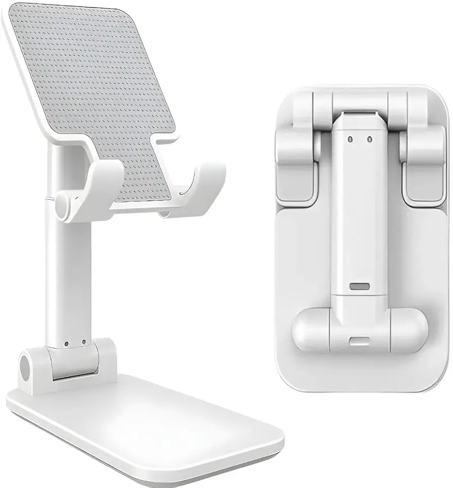 Suporte Universal Ajustável para Celular e Tablet, Base Antiderrapante, Dobrável com Ângulo de 0° a 90°, para Mesa, Videochamadas, Home Office e Filmes (Branco)