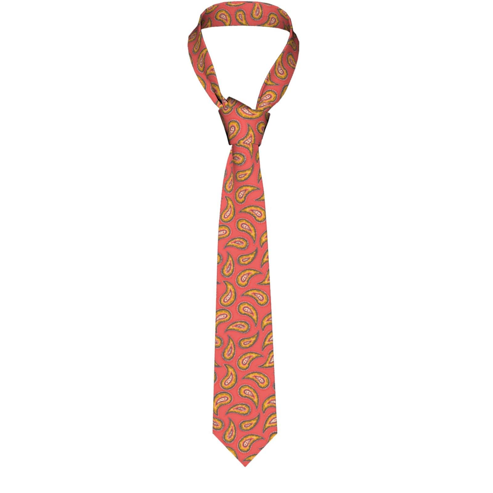 Oudrspo Corbata de cuello delgada, corbata de boda Pai-Sley colorida dibujada a mano, corbata de negocios moderna, corbata Formal informal para fiesta de celebración de boda