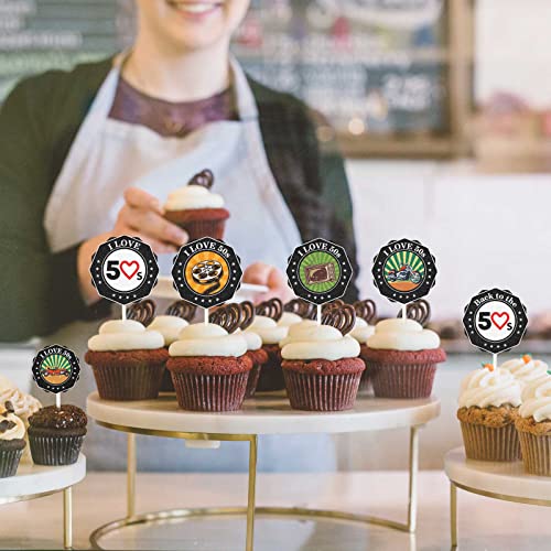 Mefeng 50S Cupcake Toppers, 50S Retro Cupcake Toppers ,50S Decade Throwback Party Favors Decorations, Totally 1950S Retro Birthday Wedding Party Diy Dessert Cupcake Toppers Supplies.18 Pcs #TOP4