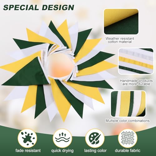 Image of Yellow Green White Pennant Banner Triangle Flag Bunting Garland for Wedding Birthday Baby Shower Graduation Golf Party Decoration