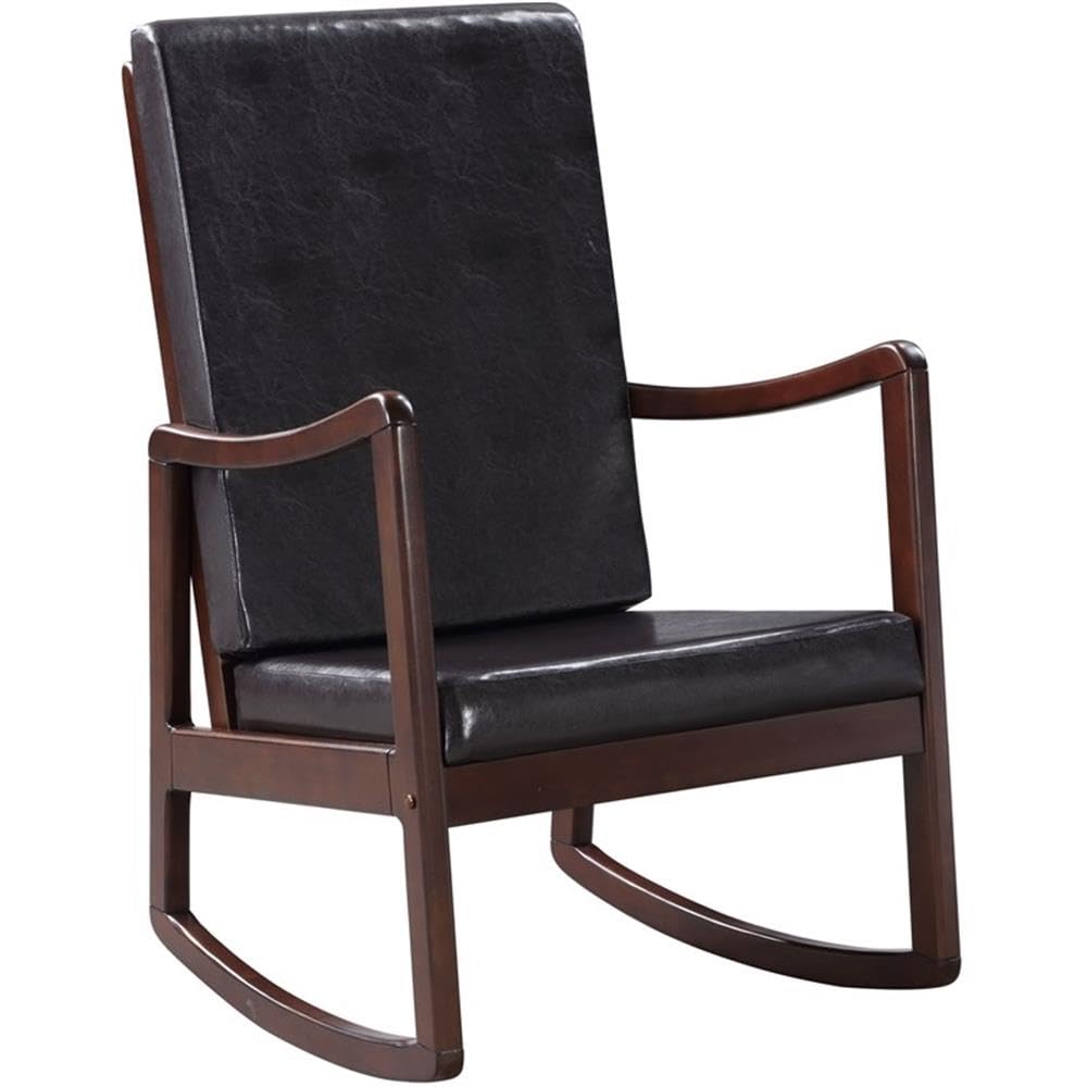 Acme Furniture Raina Rocking Chair, Dark Brown PU & Espresso Finish
