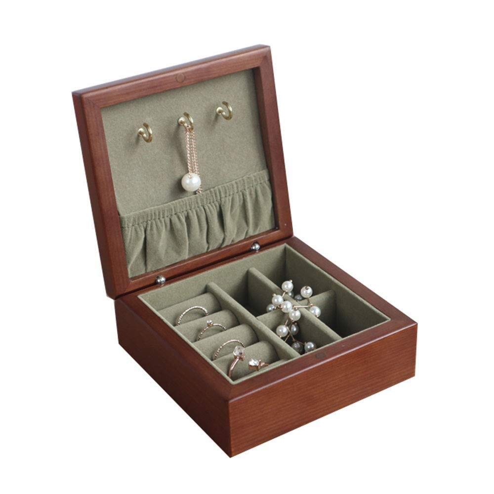 Sddpulse Women's Jewelry Boxes Portable Wooden Velvet Jewellery Chest For Bracelets Earrings Rings Jewelry Organiser For Wedding Engagement Gift Jewelry Box For