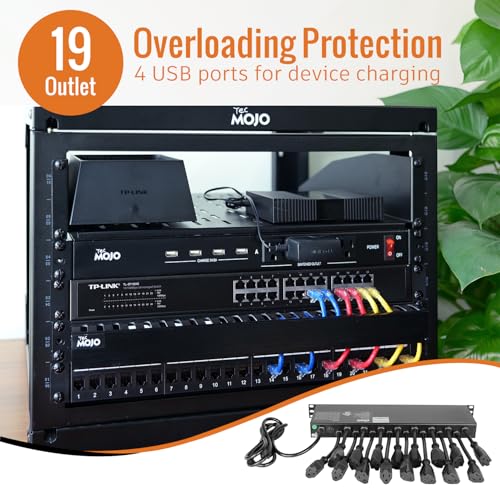 image for Tecmojo 1U Rack Mount 19 Outlet PDU Power Distribution Unit Power Stri