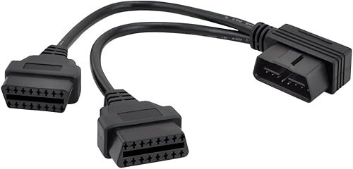 Miniatura 6 de iKKEGOL 11.8 in/12 ángulo recto OBD2 OBD II Y cable divisor 1x macho y 2x hembra J1962 adaptador de cable de puerto