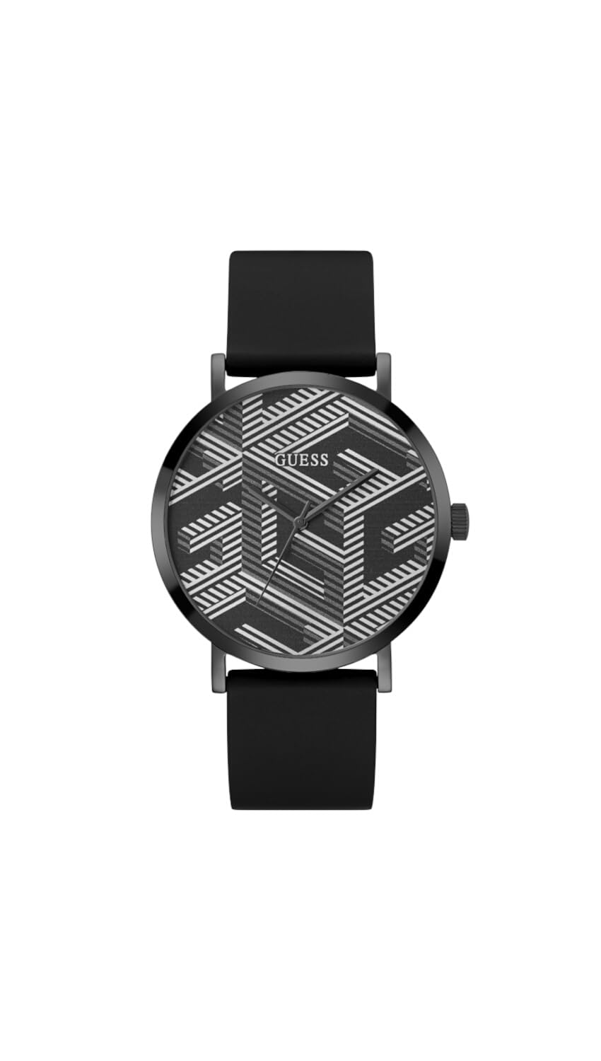 GUESS Men's 44.0mm Watch, Black/Black/Grey, Classic
