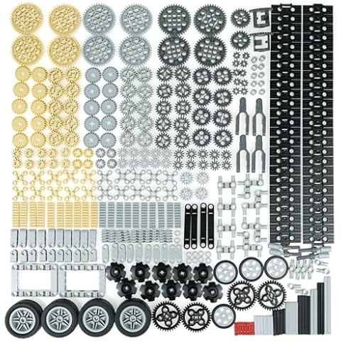 Gears-Technic-Parts Sets Wheels-Axles-Connector Bricks-Pieces, Compatible with Technical Cars-Motors Builing-Block,Ball Joints Chain Tracks Tires Bulk Kit Cover