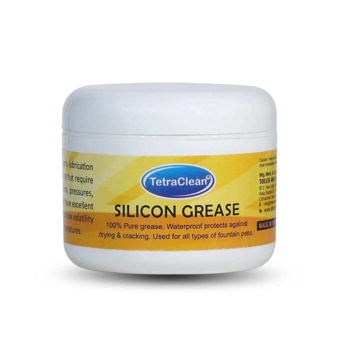 TetraClean Silicone Lubricant Grease/Odourless, Non-Toxic, Waterproof | Lubricates Plastic/Rubber, Metal & Electrical Parts/Anti-Rust, Heat-Resistant/Shine & Protection 100% Pure Grease, 100g