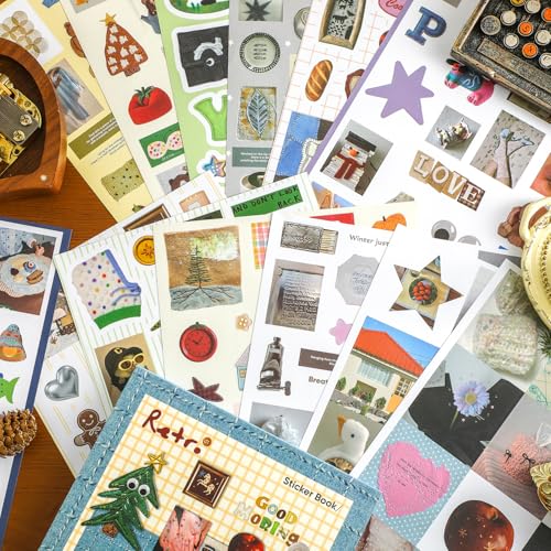 Image of 1300+ PCS Vintage Cute Scrapbook Sticker Book, 50 Sheets Retro & Ins Little Object Theme Korean Stickers for Scrapbooking, Art Scrapbook Supplies for Adults Teens Women Girls Junk Journal Journaling