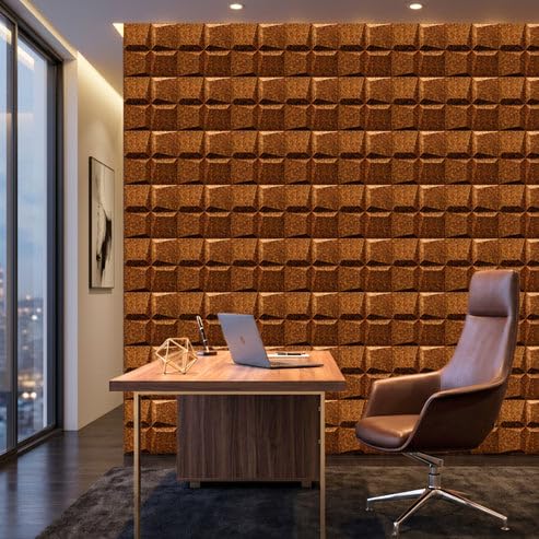 Image of Kayra Decor 3D PVC Wall Panels for Bedroom & Living Room | Cube Design | Metallic Bronze Color | 19.7 x 19.7 Inch | Pack of 18 | 42.48 Sq Ft