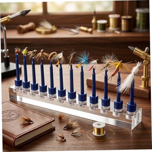 Exhibidor para señuelos de pesca con pinzas para plumas y clips para herramientas de atado 5