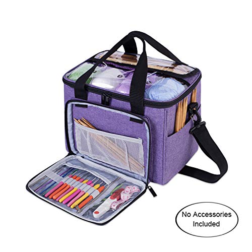 Teamoy Knitting Bag, Yarn Storage Tote with Inner Divider for Yarn and Unfinished