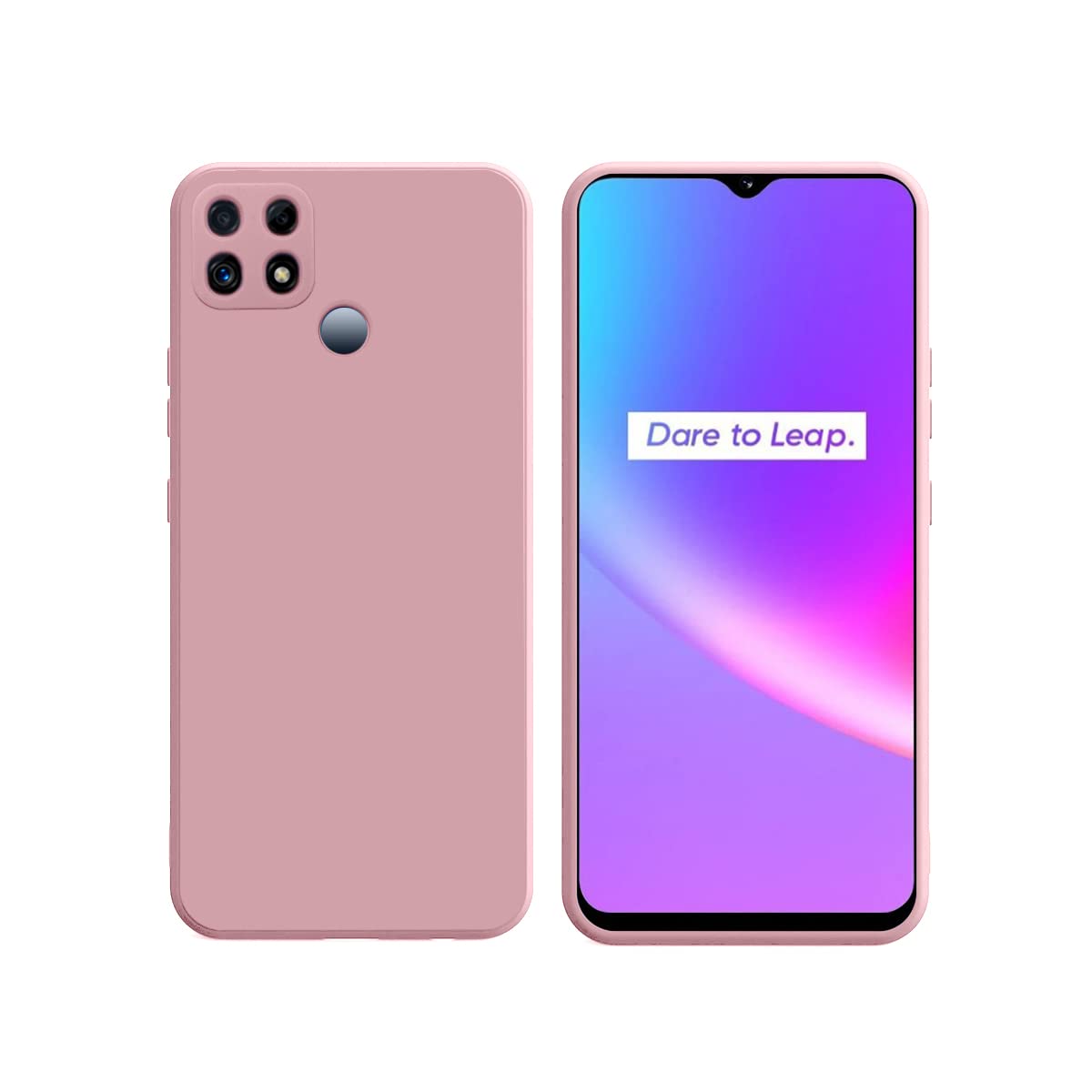 LIRAMARK Silicone Soft Back Cover Case for Realme Narzo 30A / Narzo 20 / Realme C25s / Realme C25 / C12 (Pink)